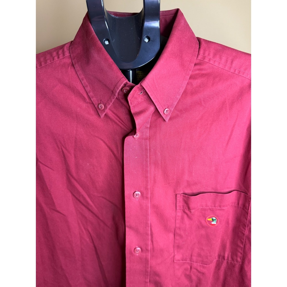 Duck Head Mens Short Sleeve Button Down Shirt Burgundy Red Wrinkle Resistant M